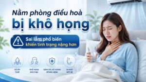 nằm phòng điều hoà bị khô họng