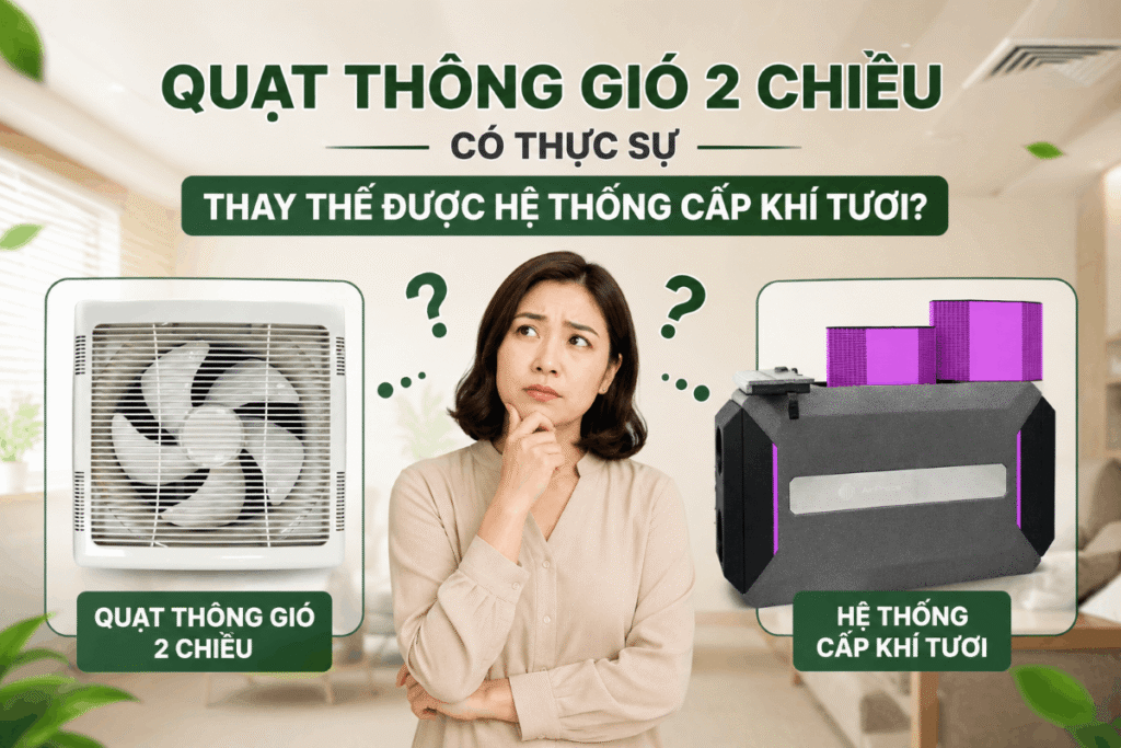 Quạt thông gió 2 chiều có thực sự thay thế được hệ thống cấp khí tươi? 1 quạt thông gió 2 chiều